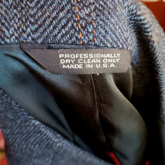 44R Vintage Mens Wool Blazer Suede Elbow Patches Dobbshire USA Herringbone 80's - Picture 7 of 9